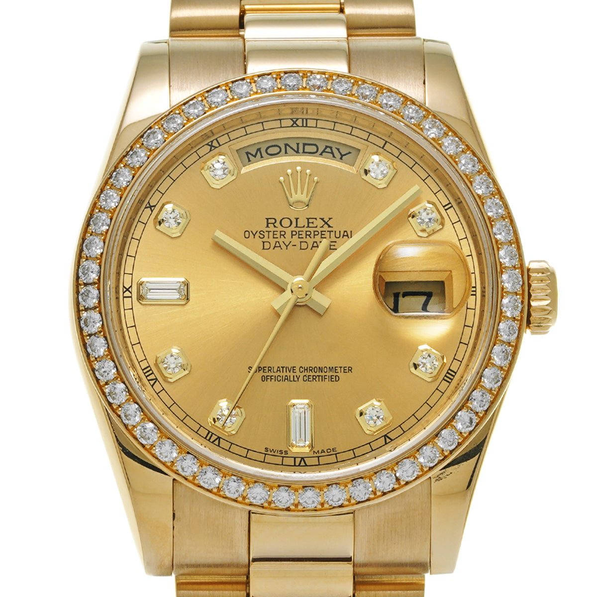 Day-Date 36 118348A V (manufactured circa 2009) Champagne/Diamond ROLEX Men's [Pre-Owned].