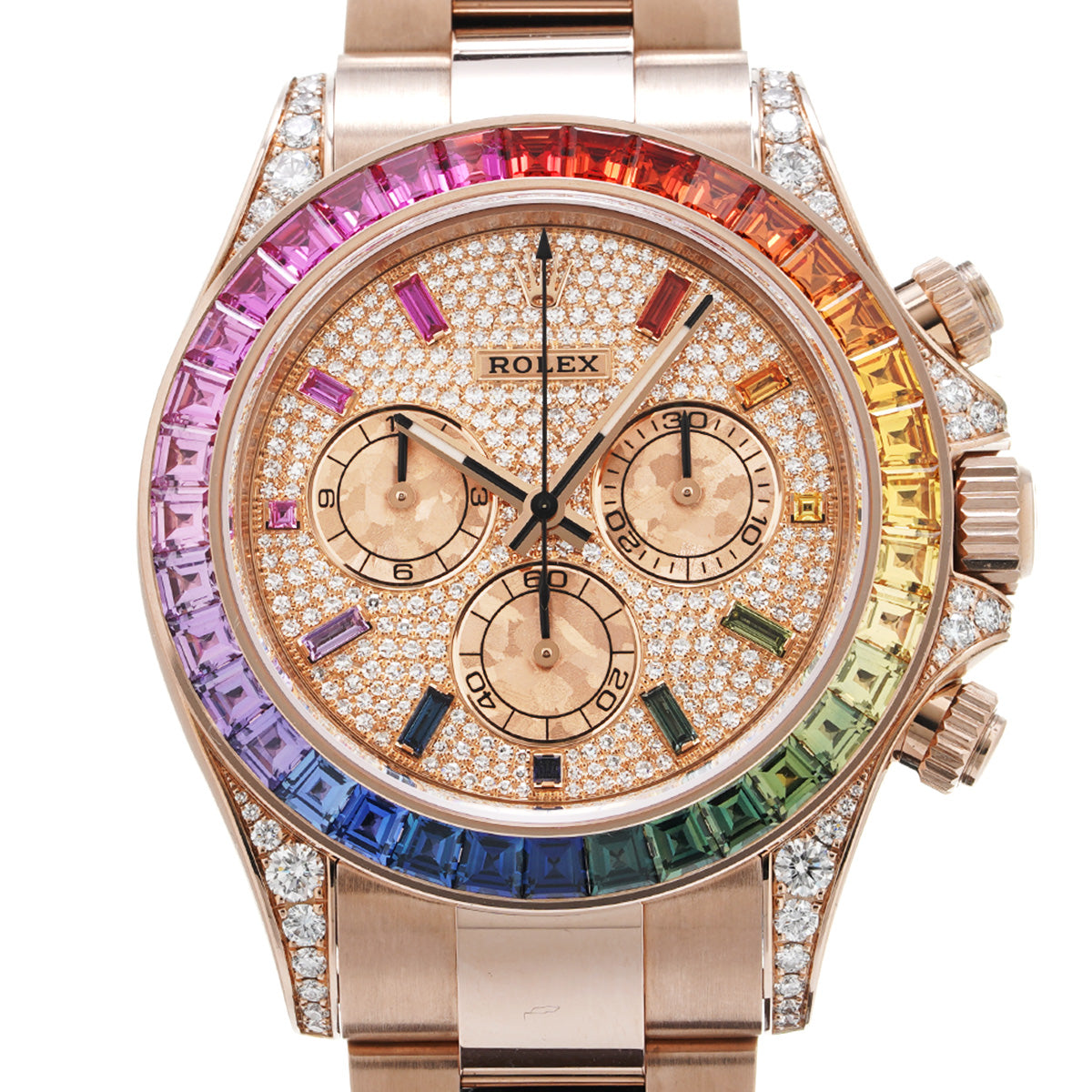 Cosmograph Daytona Rainbow 116595RBOW Random Serial Pav Diamond/Pink Gold Crystal/Sapphire ROLEX Men's [Used].
