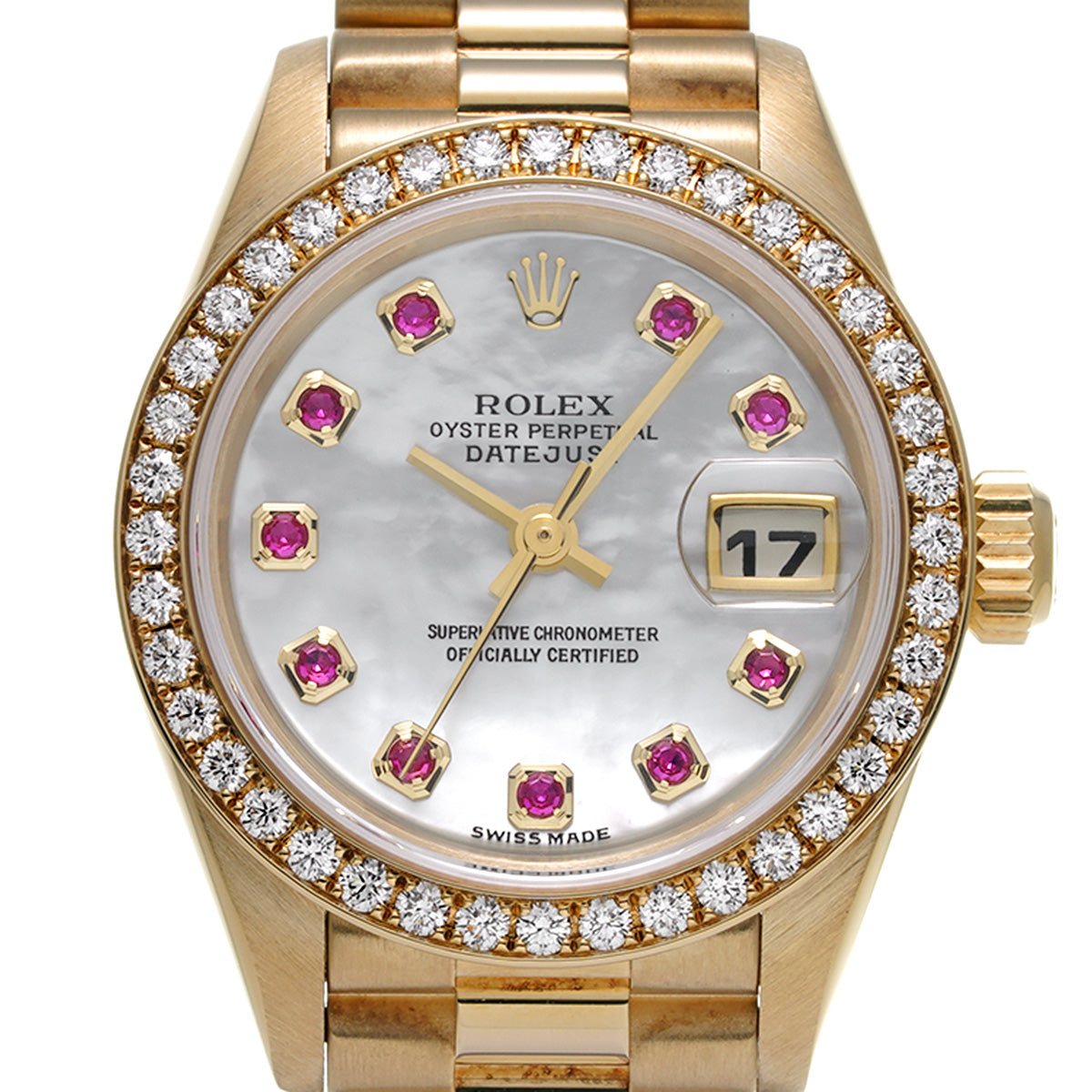 DATE JUST 79138G P (made around 2000) White MOP/Pink Sapphire ROLEX Ladies [Pre-Owned].