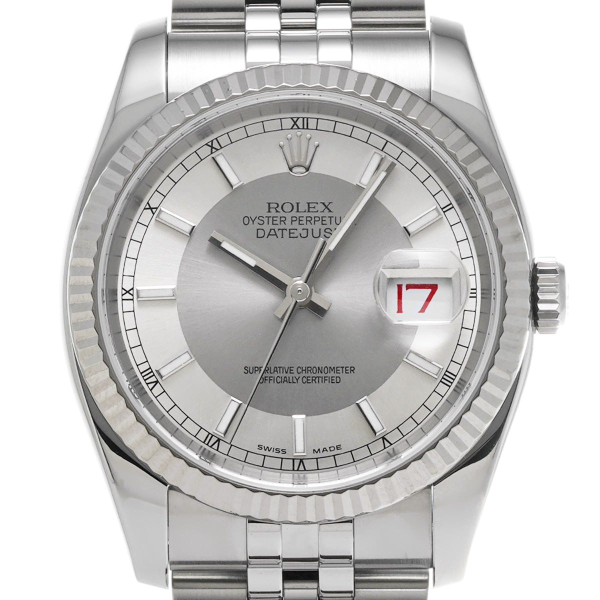 DATE JUST 116234 D (manufactured circa 2005) Silver/Gray ROLEX Men's [Pre-Owned].