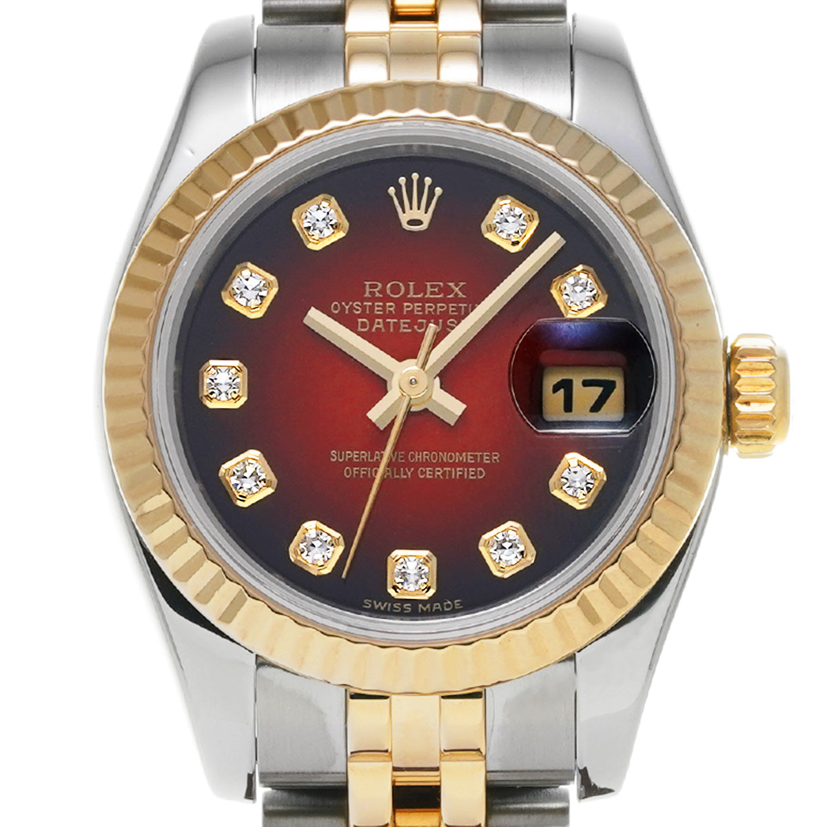 DATE JUST 179173G (manufactured circa 2005) Red Gradation/Diamond ROLEX Ladies [Pre-Owned].