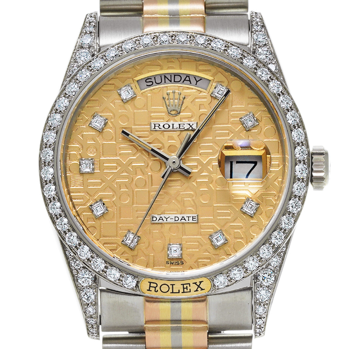 Day-Date Tridor 18139BIC 89th (made circa 1986) Champagne Computer/Diamond ROLEX Men's [Pre-Owned].