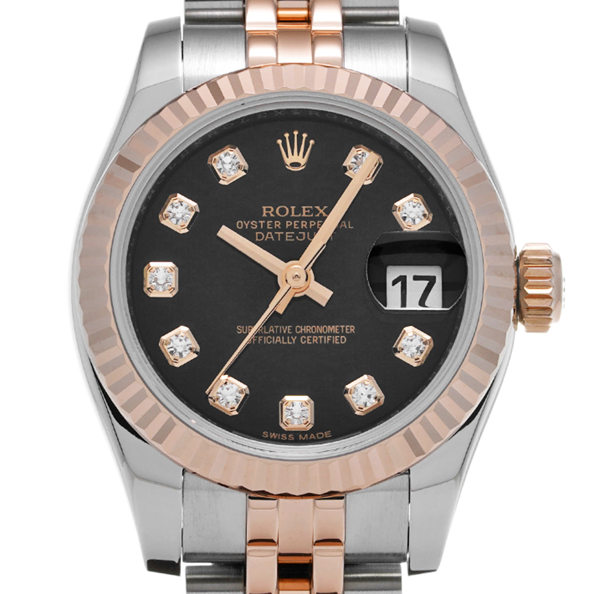 DATE JUST 179171G Random Serial Black/Diamond ROLEX Ladies [Pre-Owned].