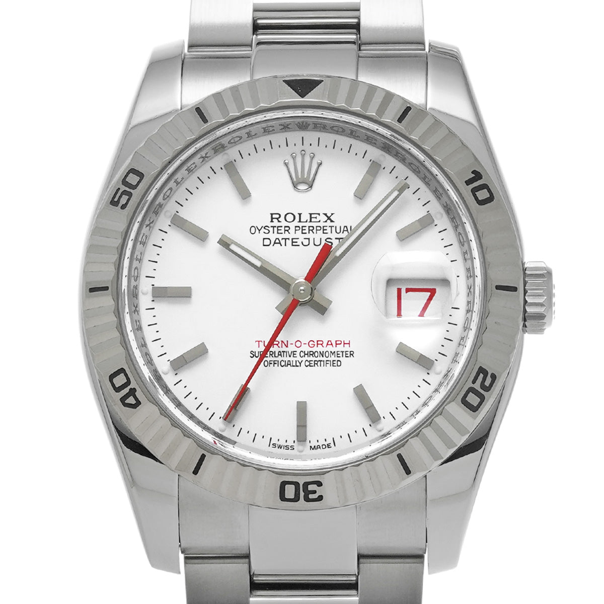 DATE JUST TURNOGRAPH 116264 Z (manufactured circa 2006) White ROLEX Men's [Pre-Owned].