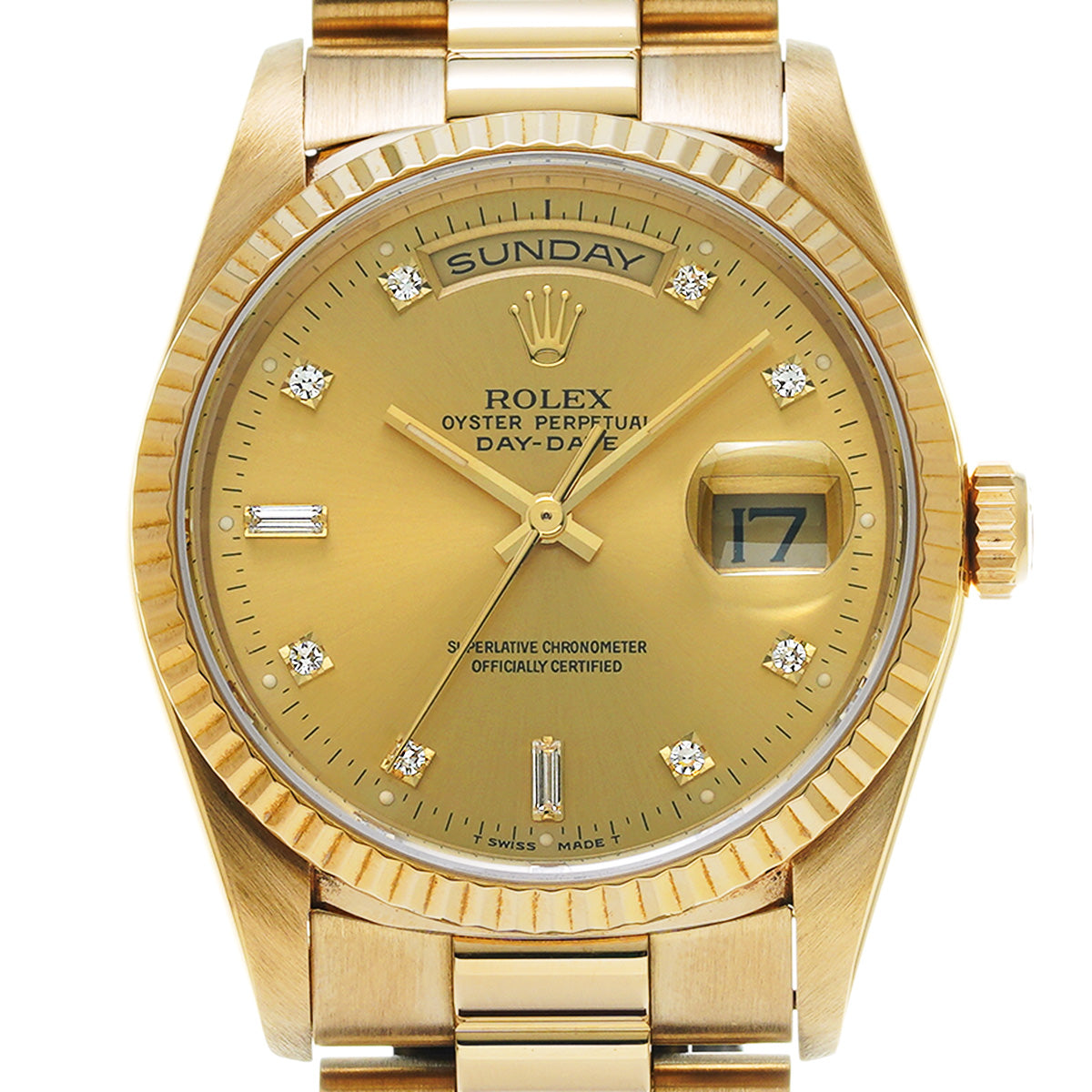 Day Date 18238A X (manufactured circa 1993) Champagne/Diamond ROLEX Men's [Pre-Owned].