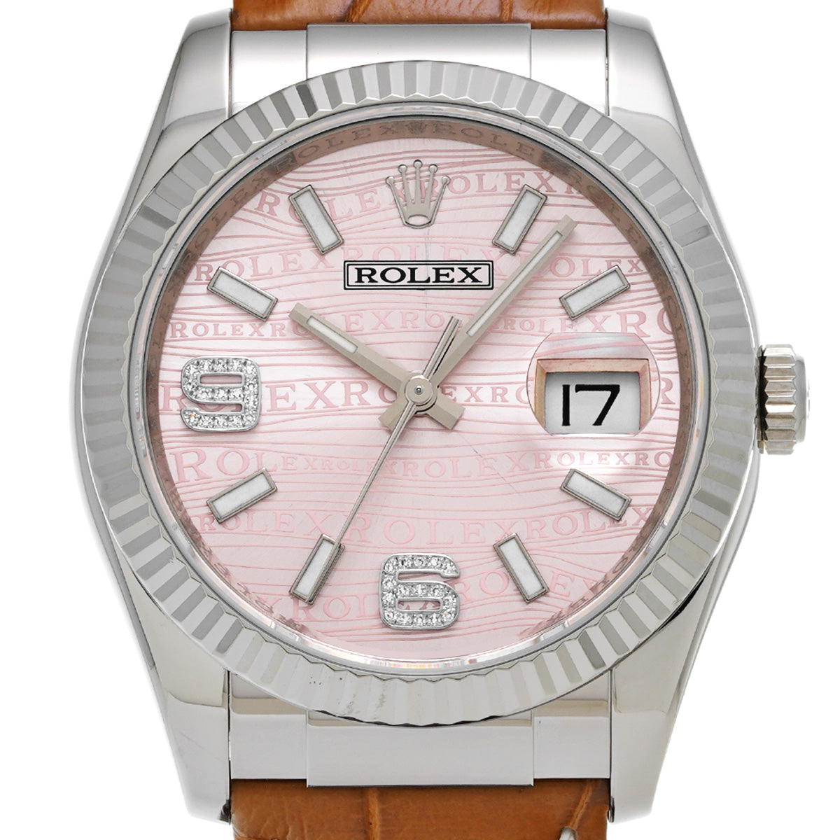 DATE JUST 116139 D (manufactured circa 2005) Pink Wave/Diamond ROLEX Men's [Pre-Owned].