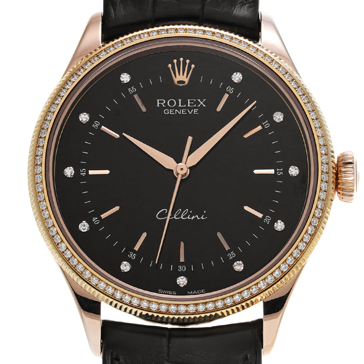 50605RBR Cellini Time Random Serial Black/Diamond ROLEX Men's [Pre-Owned].