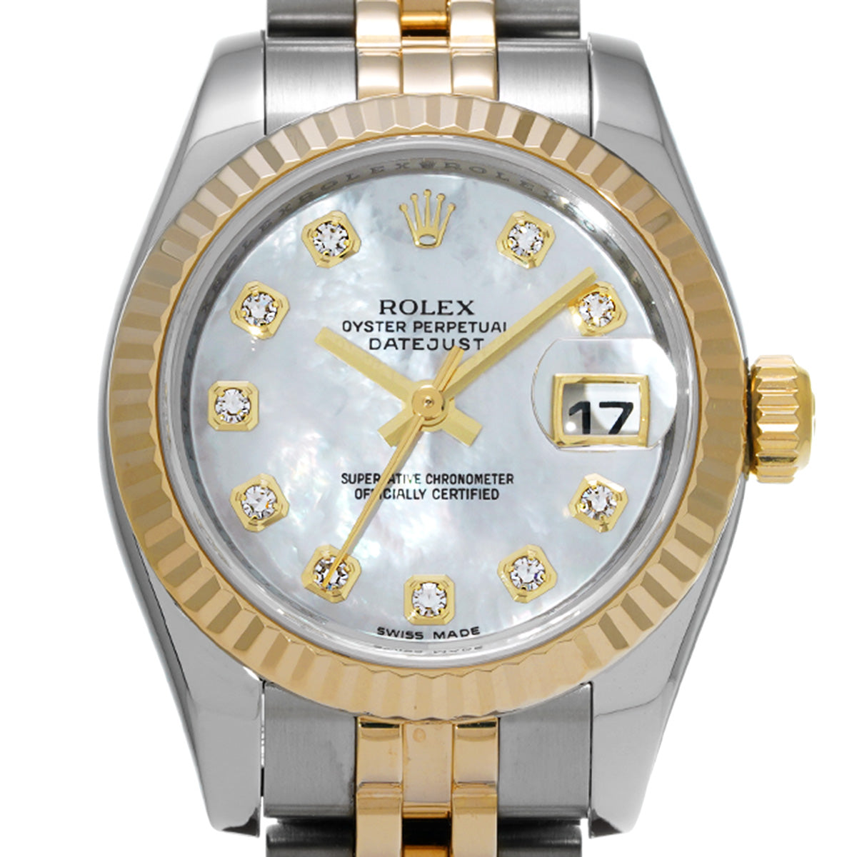 DATE JUST 179173NG M (made around 2008) White MOP/Diamond ROLEX Ladies [Pre-Owned].