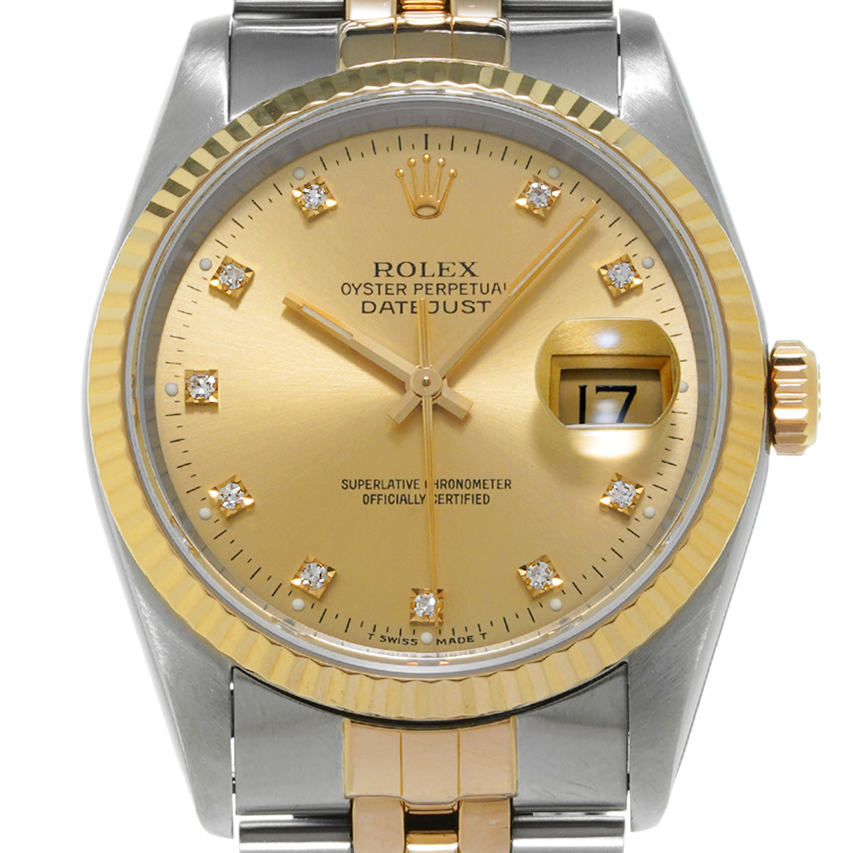 Datejust 16233G E (manufactured circa 1991) Champagne/Diamond ROLEX Men's [Pre-Owned].