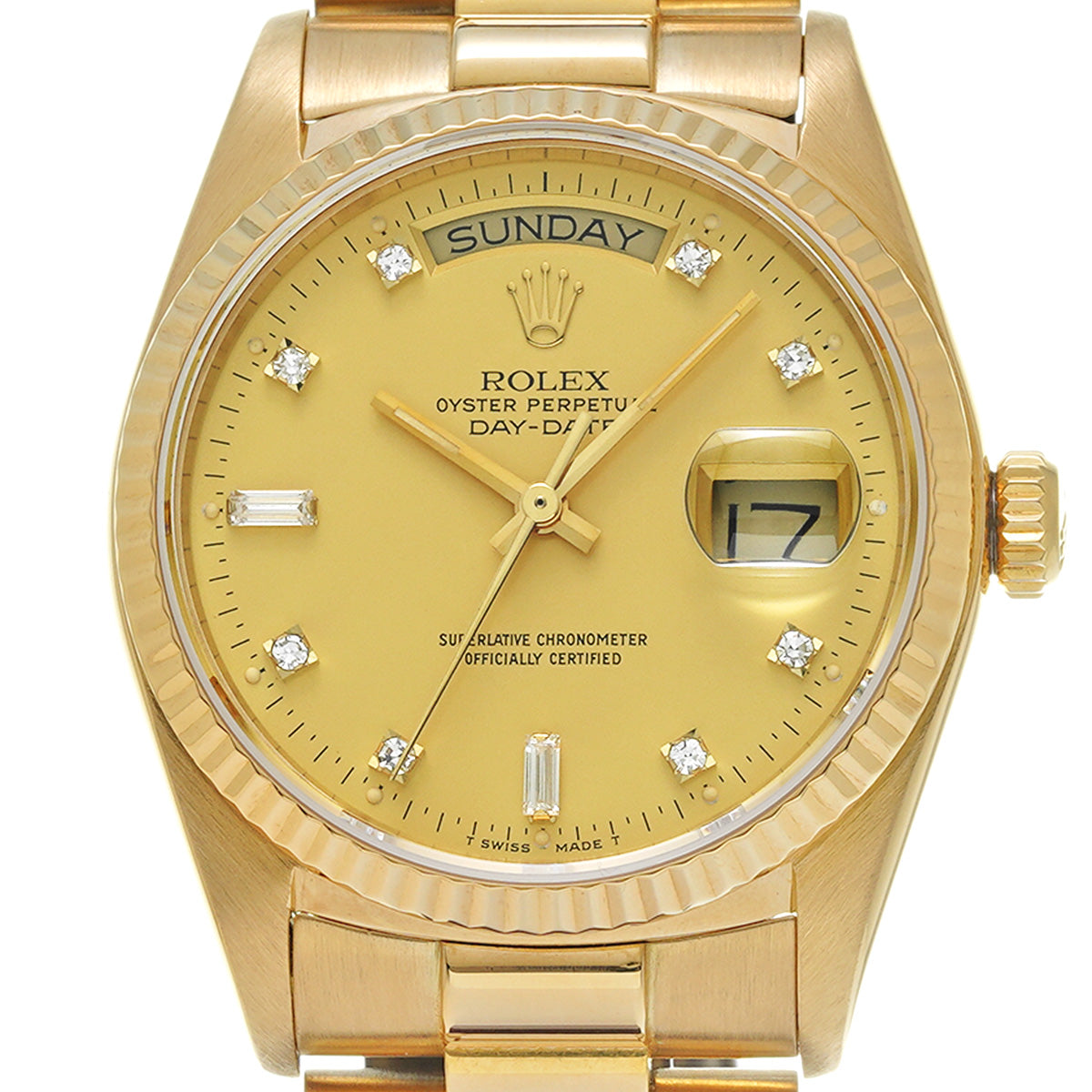 Day Date 18038A 84th (manufactured circa 1984) Champagne/Diamond ROLEX Men's [Pre-Owned].