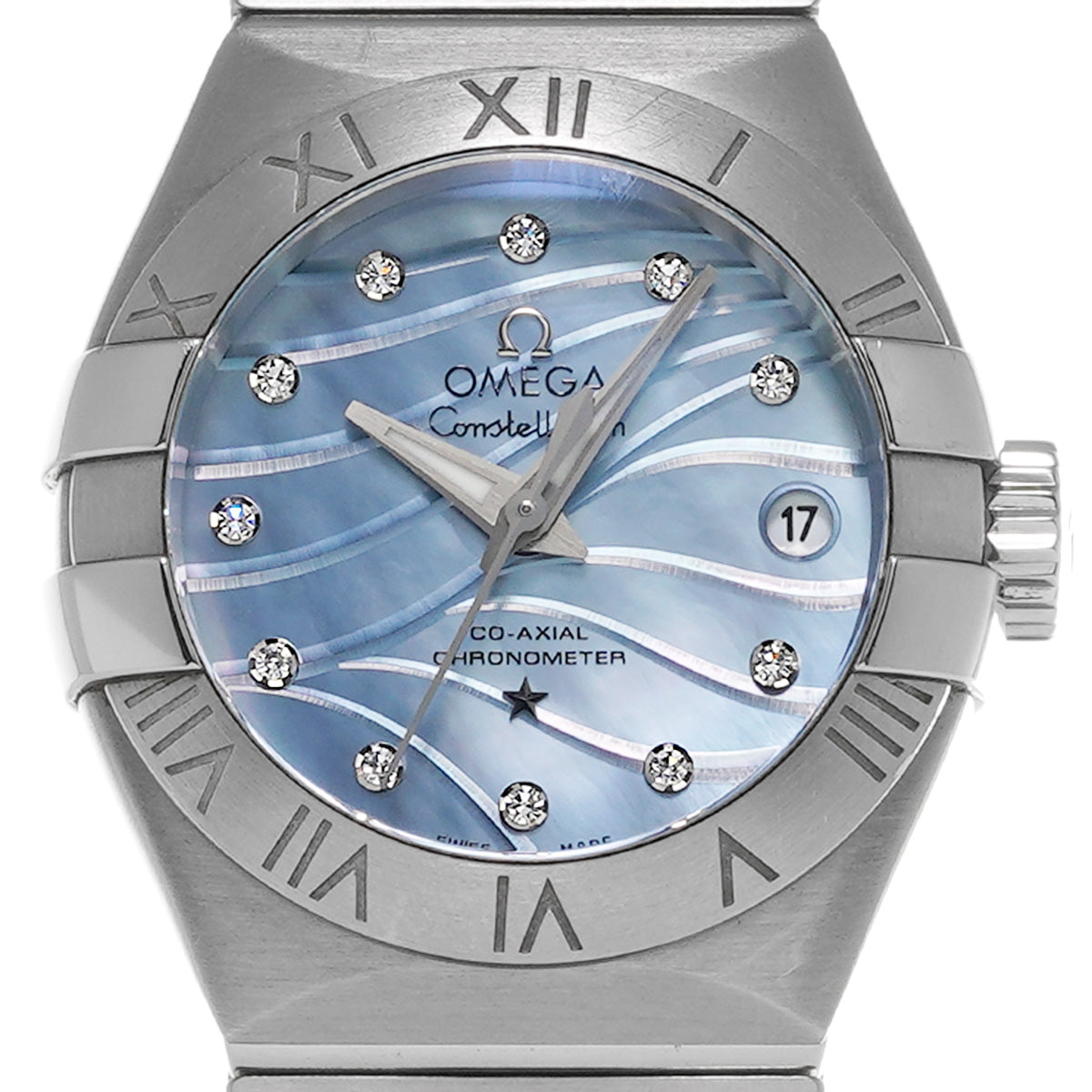 Constellation Co-Axial 123.10.27.20.57.001 Blue MOP/Diamond OMEGA Ladies [Pre-Owned].