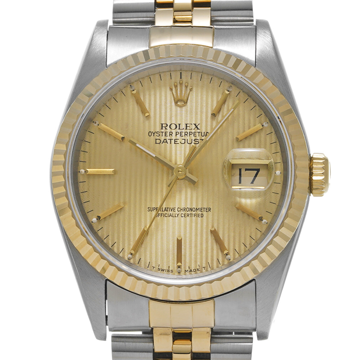 Datejust 16233 L (manufactured circa 1990) Champagne Tapestry ROLEX Men's [Pre-Owned].