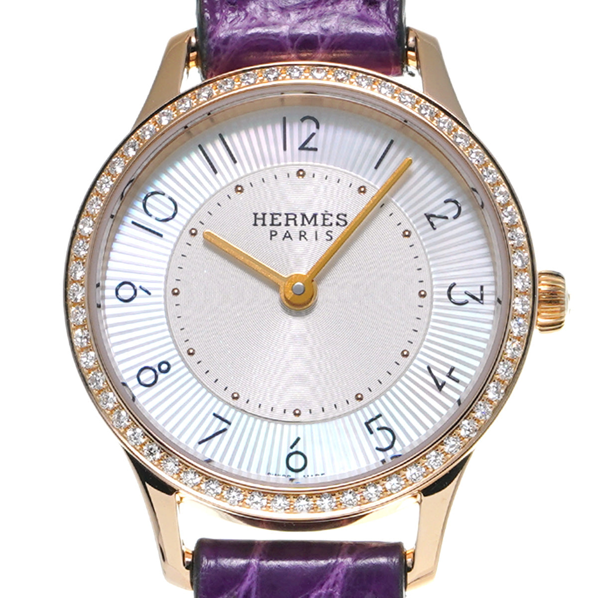 Slim de Hermes Bezel Diamond CA2.171 White MOP HERMES Ladies [Pre-owned].
