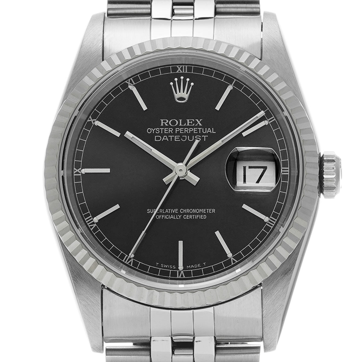 DATE JUST 16234 T (manufactured circa 1997) Black ROLEX Men's [Pre-Owned].