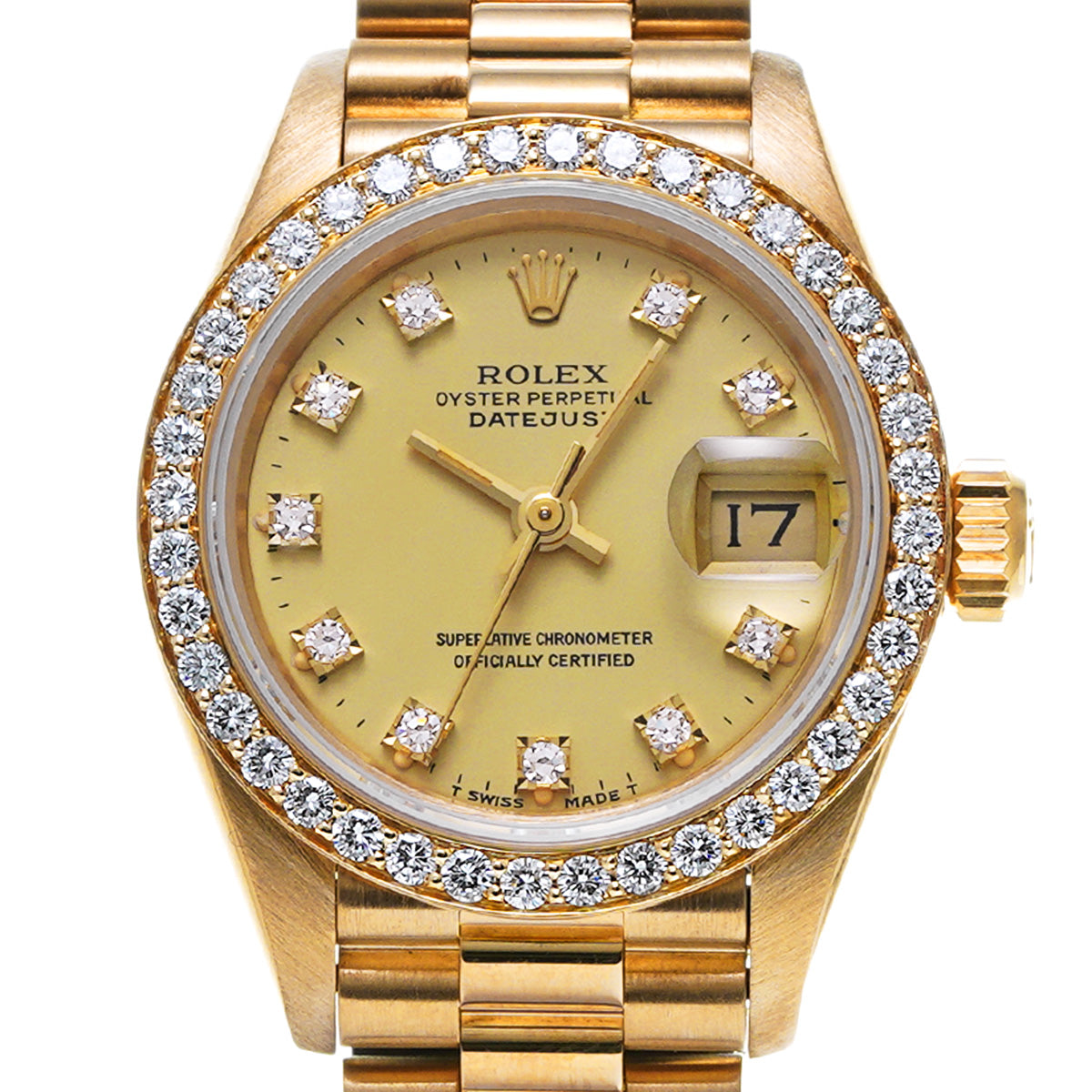 DATE JUST 69138G 95th (manufactured circa 1986) Champagne/Diamond ROLEX Ladies [Pre-Owned].