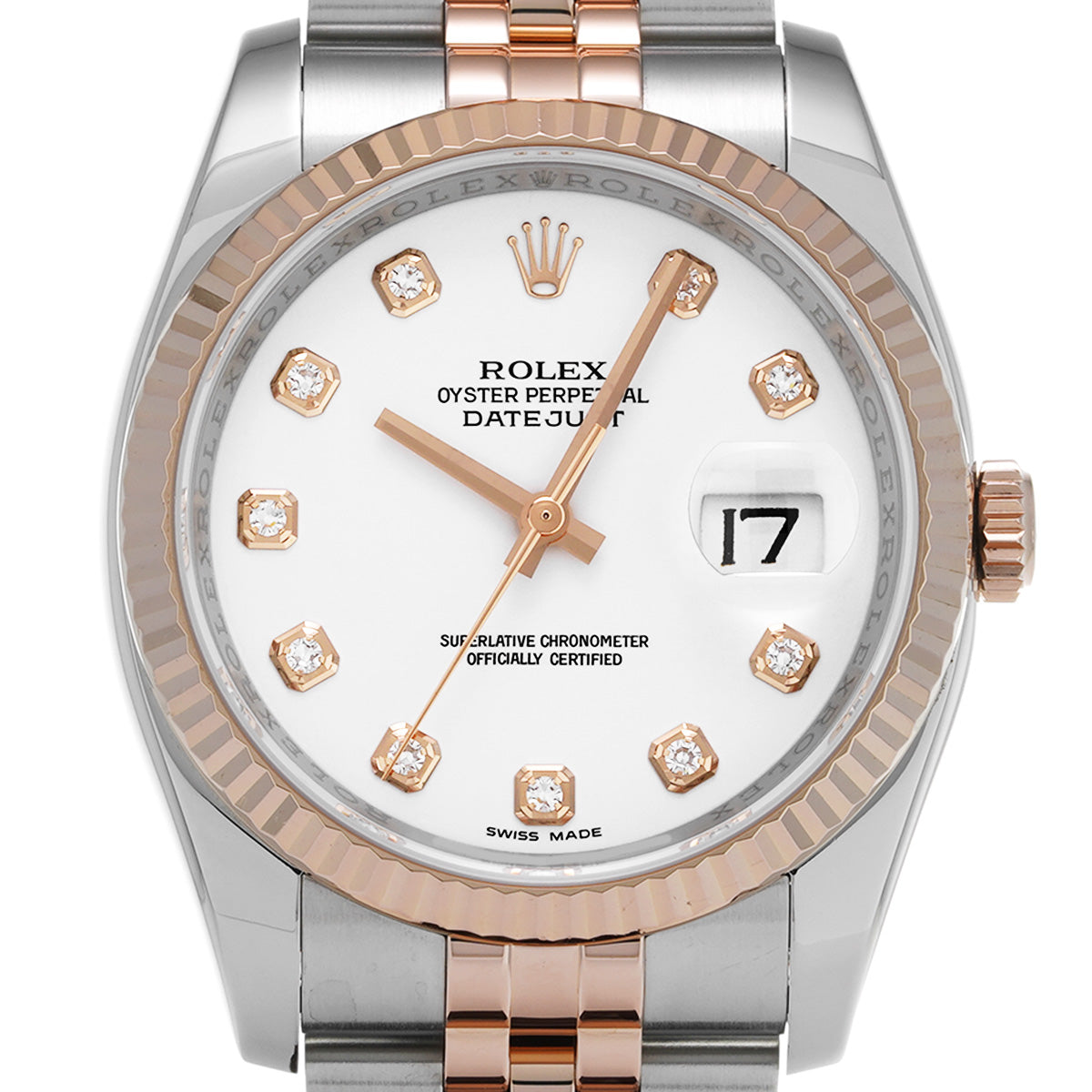 DATE JUST 116231G White/Diamond ROLEX Men's [Pre-Owned].