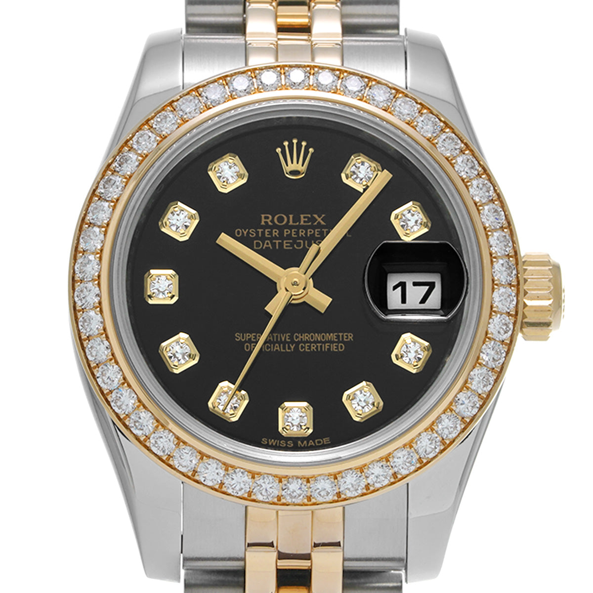 DATE JUST 179383G Random Serial Black/Diamond ROLEX Ladies [Pre-Owned].