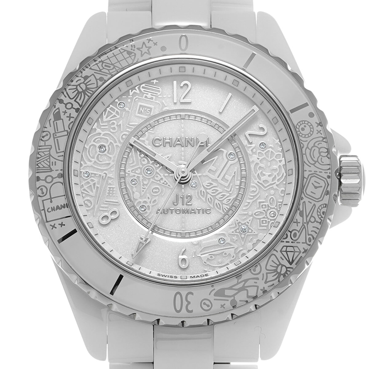 J12-20 Calibre 12.1 38MM H6476 White/Diamond CHANEL Men's [Pre-Owned].