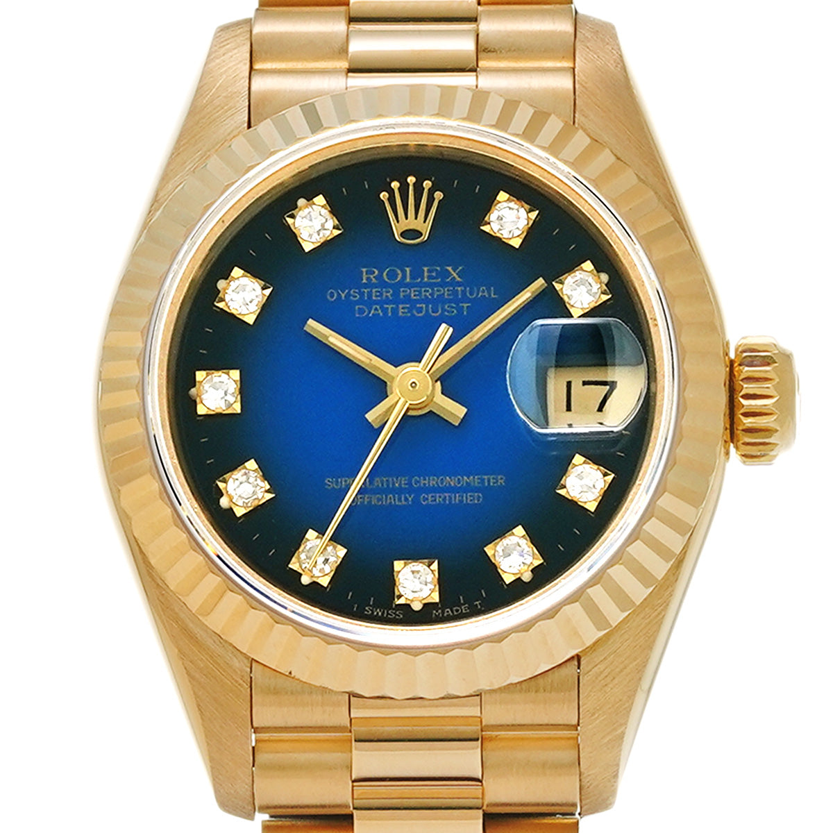 DATE JUST 69178G L (manufactured circa 1990) Blue Gradation/Diamond ROLEX Ladies [Pre-Owned].