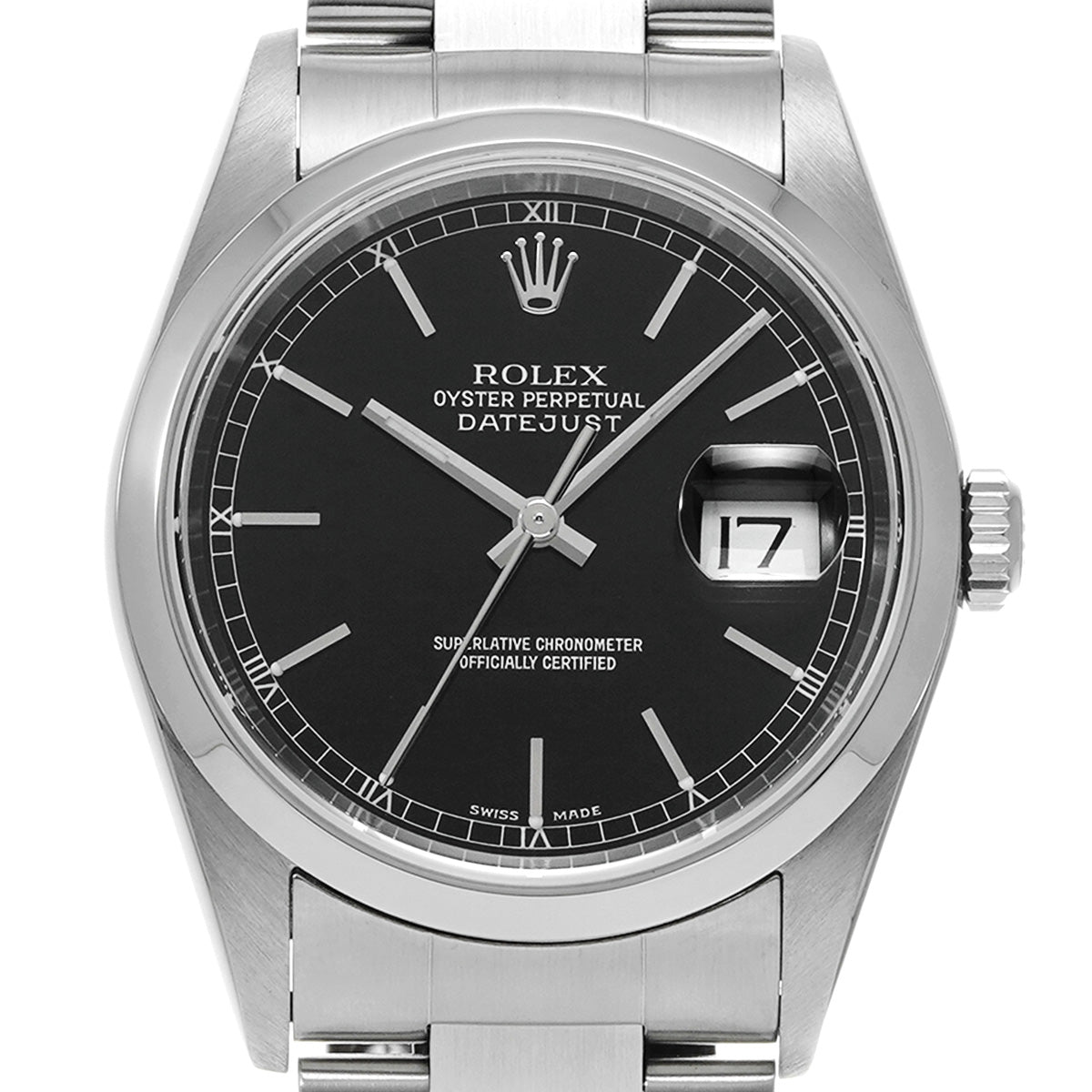 DATE JUST 16200 Y (manufactured circa 2003) Black ROLEX Men's [Pre-Owned].