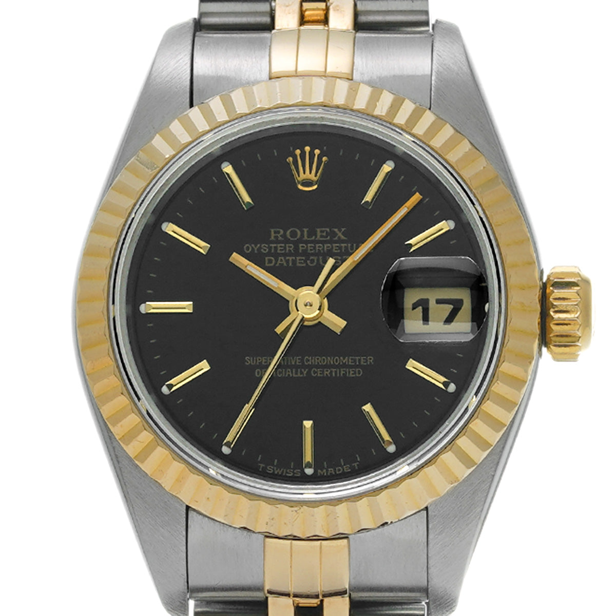 DATE JUST 69173 U No. (manufactured circa 1997) Black ROLEX Ladies [Pre-Owned].