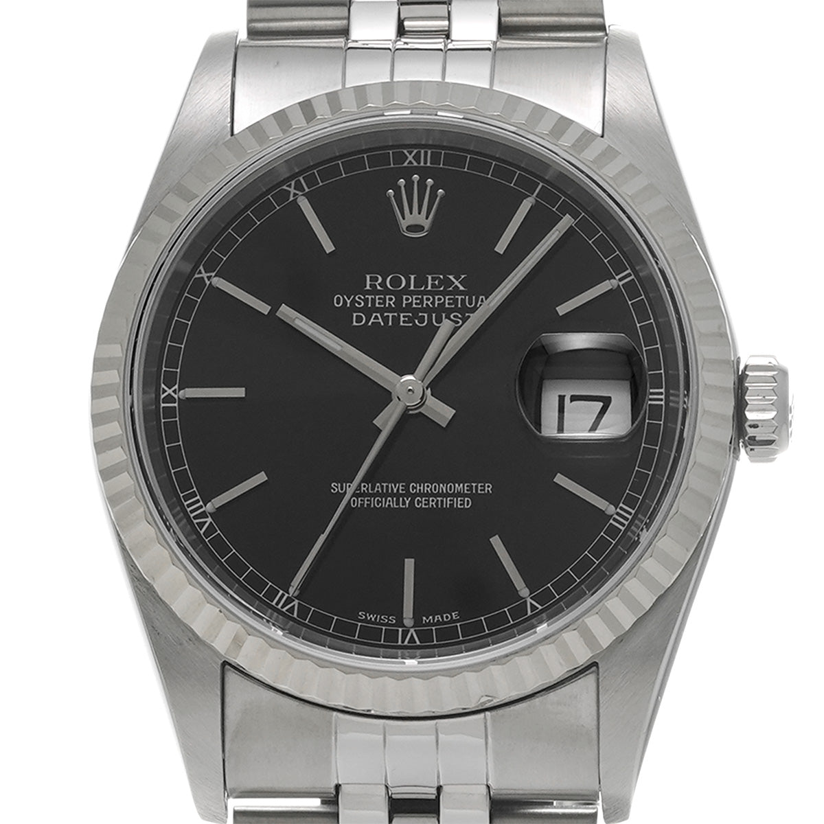 DATE JUST 16234 K (manufactured circa 2001) Black ROLEX Men's [Pre-Owned].