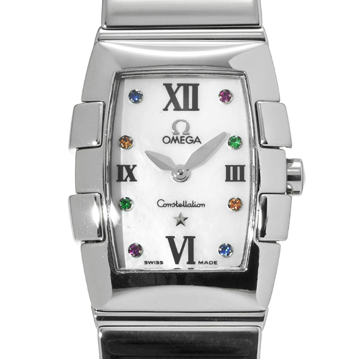 Constellation Mini Quadrera 1584.79.00 White MOP/Multicolor stones OMEGA Ladies [Pre-Owned].