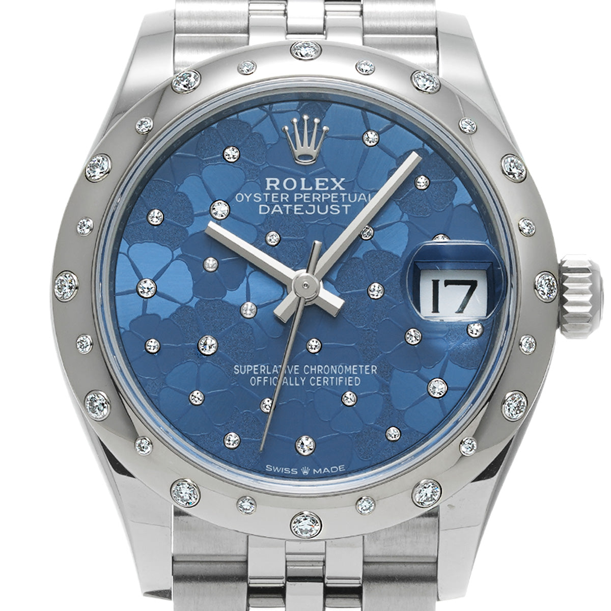 DATE JUST 31 278344RBR Random Serial Azzurro Blue Floral-Motif/Diamond ROLEX Unisex [Pre-Owned].