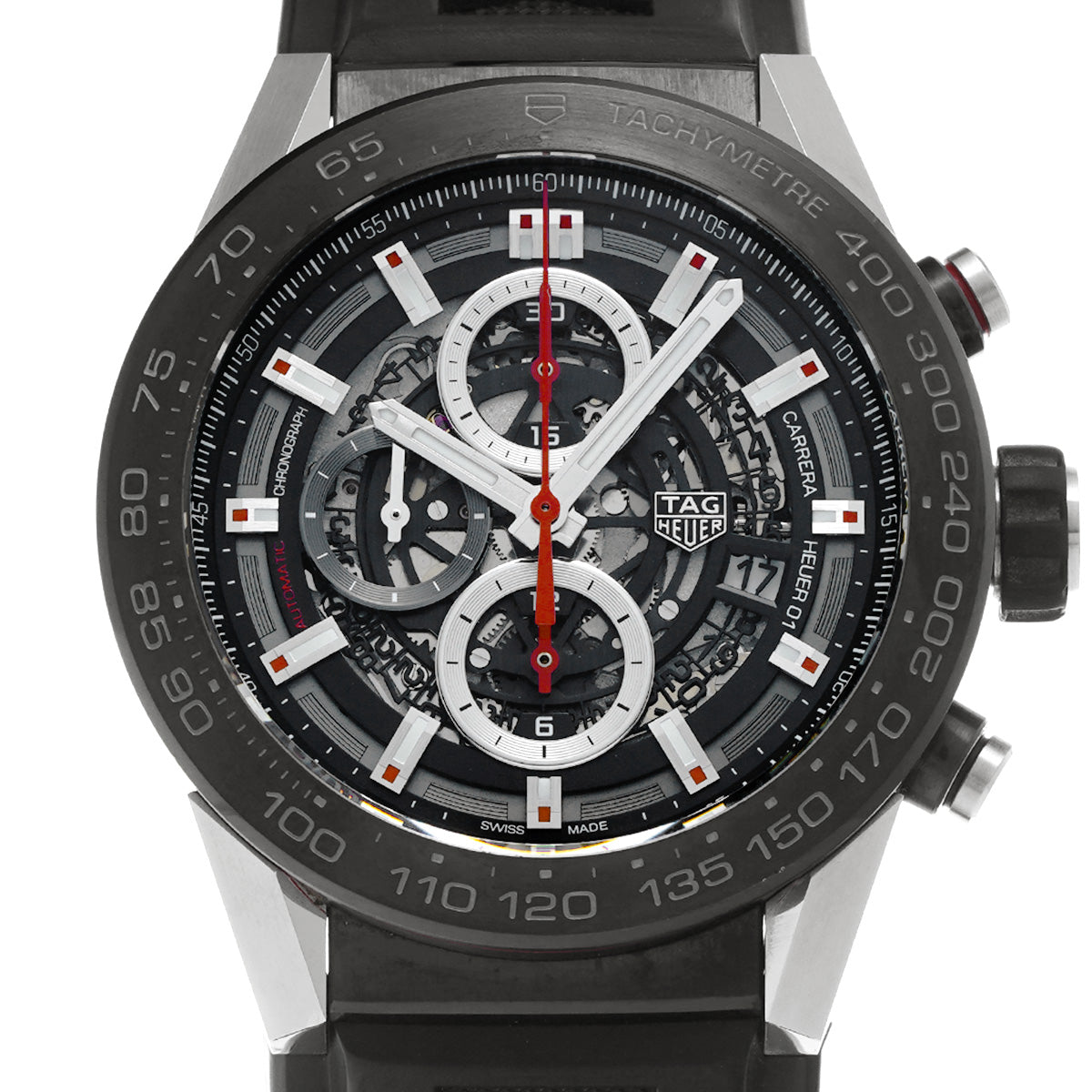 CARRERA CALIBRE HEUER 01 Chronograph CAR2A1Z.FT6044 Black TAG HEUER Men's [Pre-Owned].