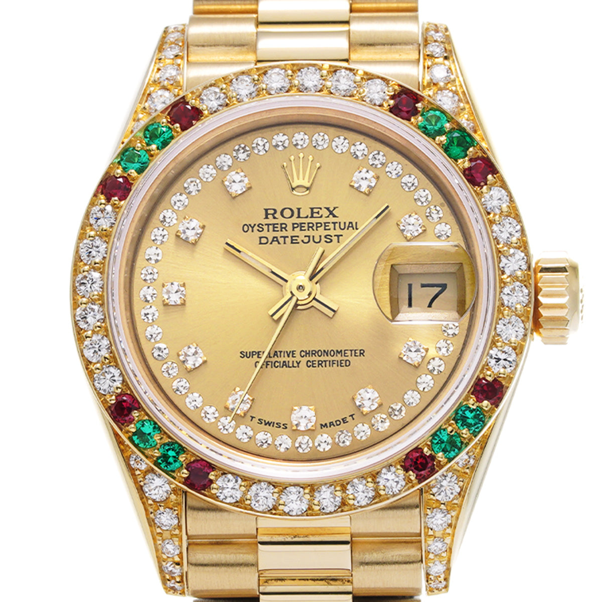 DATE JUST 69038G L (manufactured circa 1990) Champagne/Diamond ROLEX Ladies [Pre-Owned].