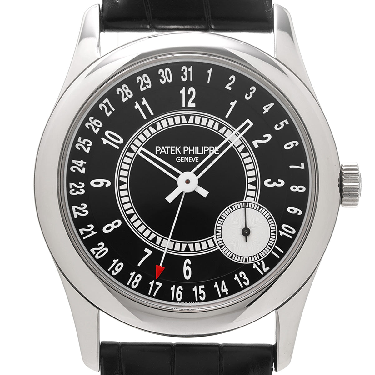 Calatrava 6006G-001 Black/Silver PATEK PHILIPPE Men's [Pre-Owned].