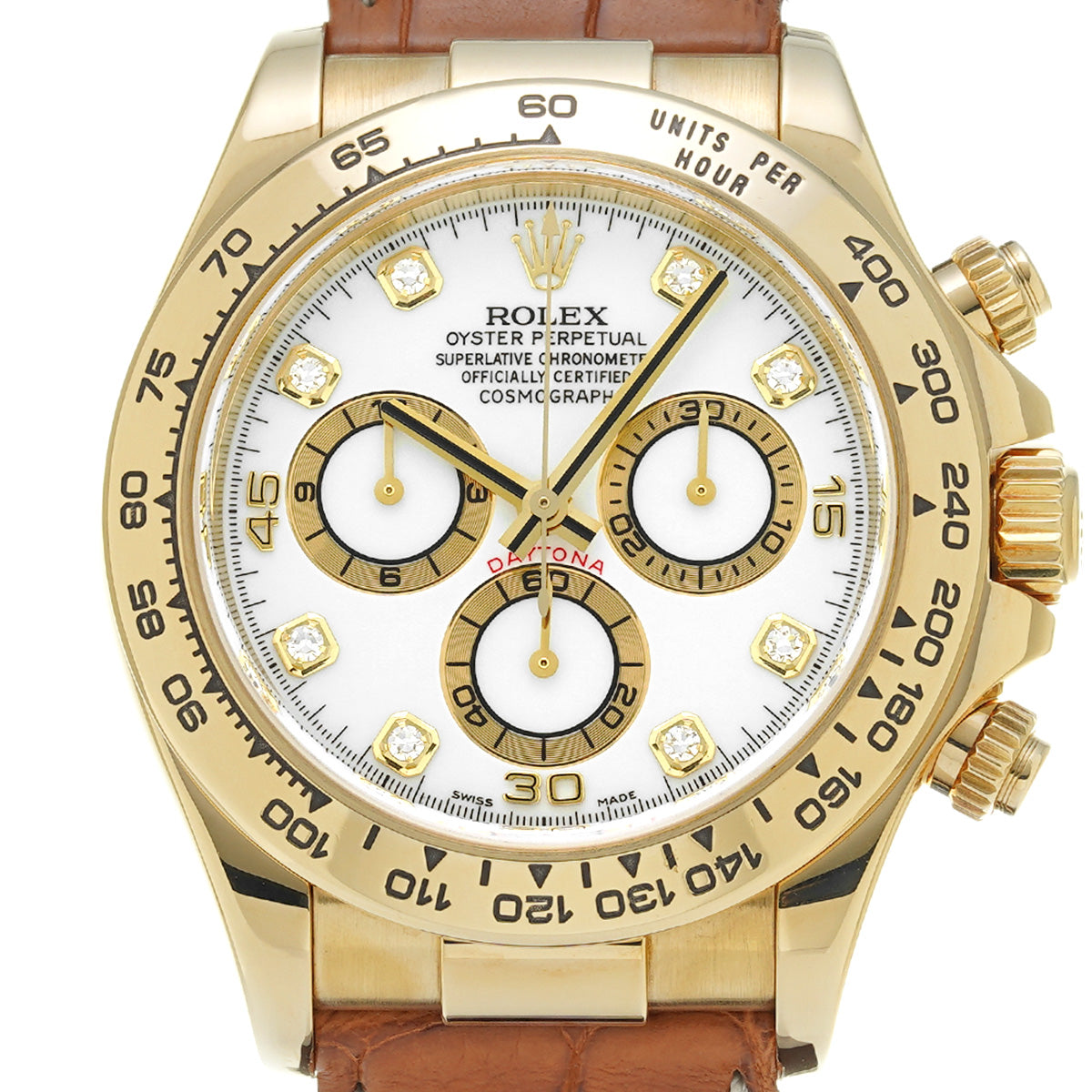 Cosmograph Daytona 116518G D (manufactured circa 2005) White/Diamond ROLEX Men's [Pre-Owned].