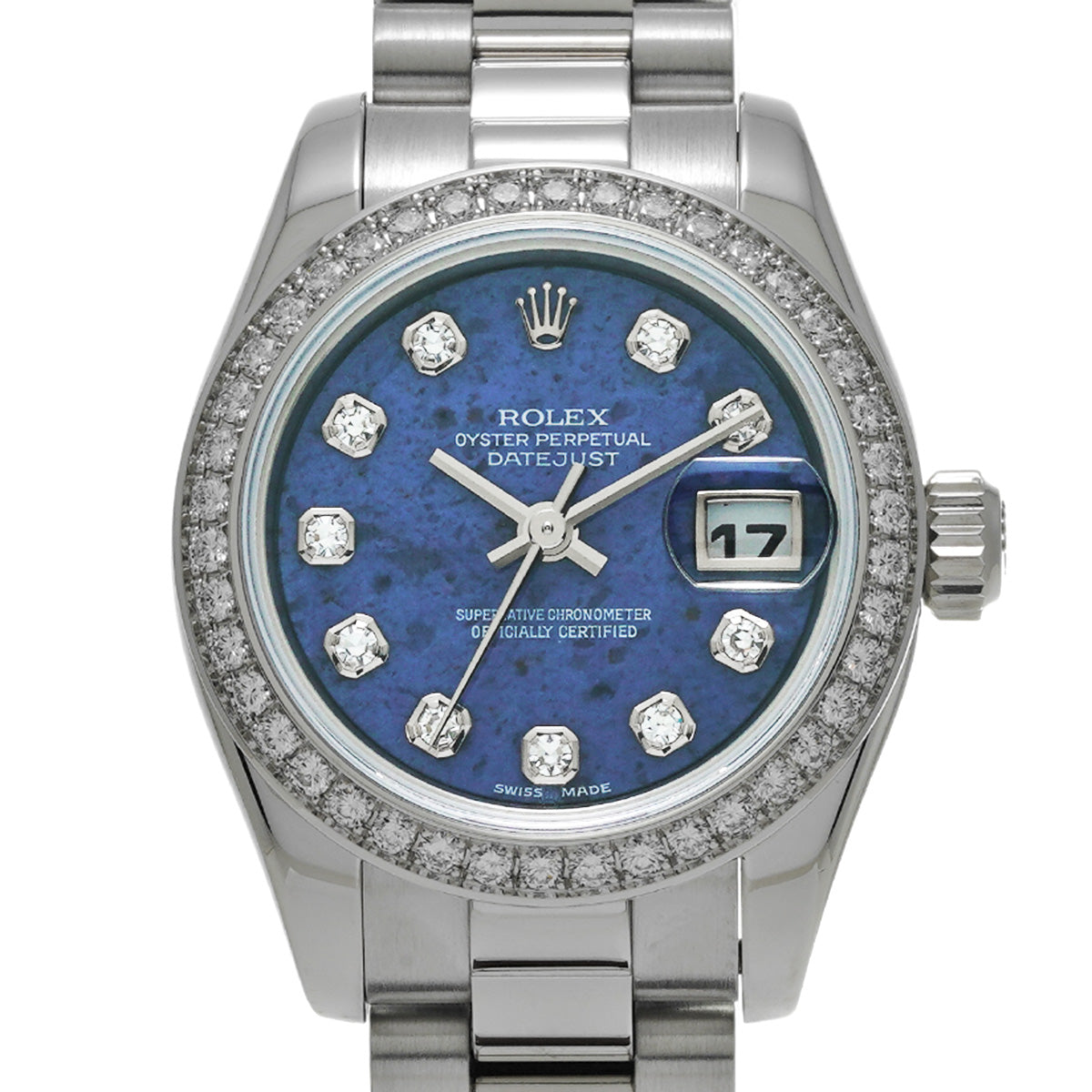 DATE JUST 179136G K (made around 2002) Sodalite/Diamond ROLEX Ladies [Pre-Owned].