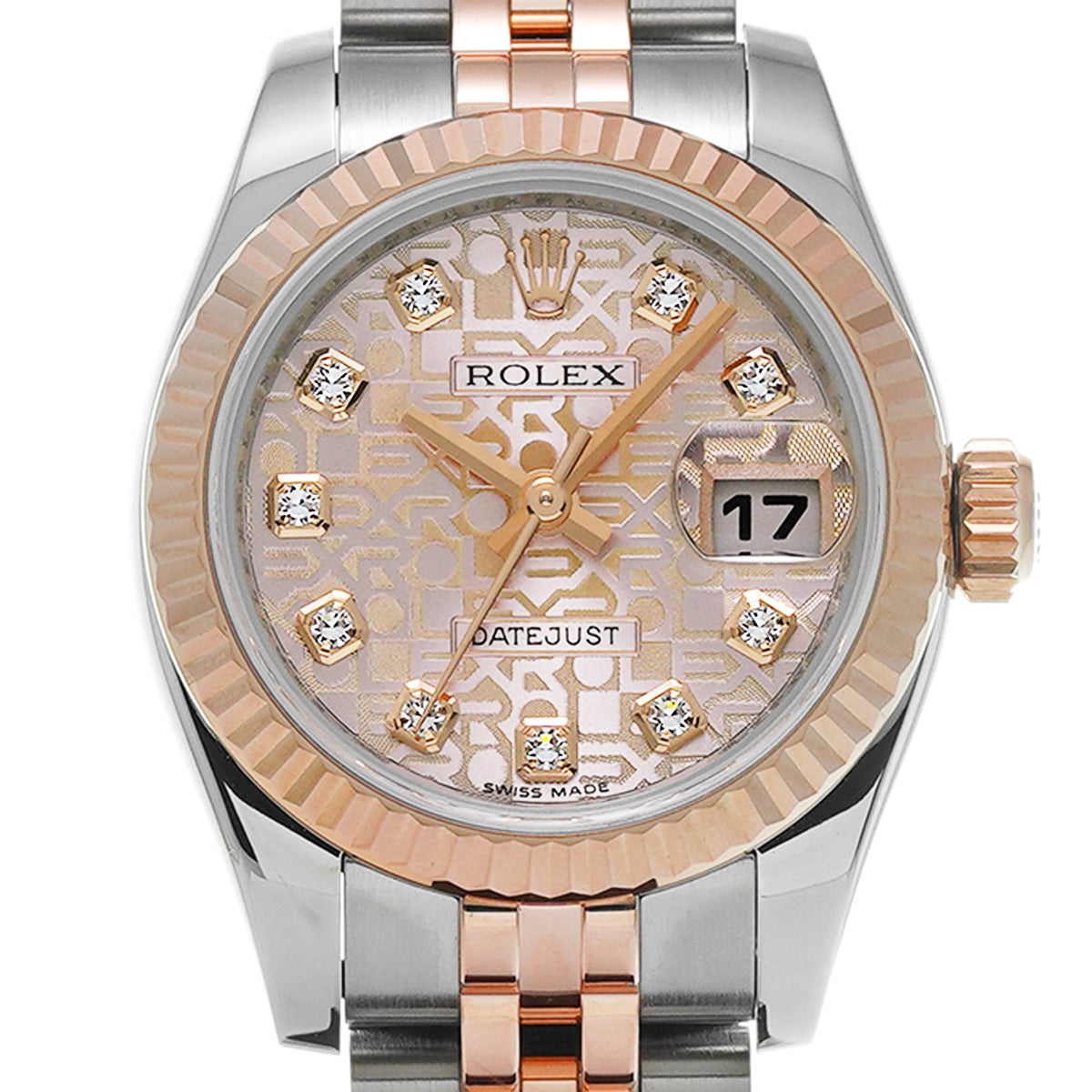 DATE JUST 179171G G (manufactured circa 2010) Pink Computer/Diamond ROLEX Ladies [Pre-Owned].