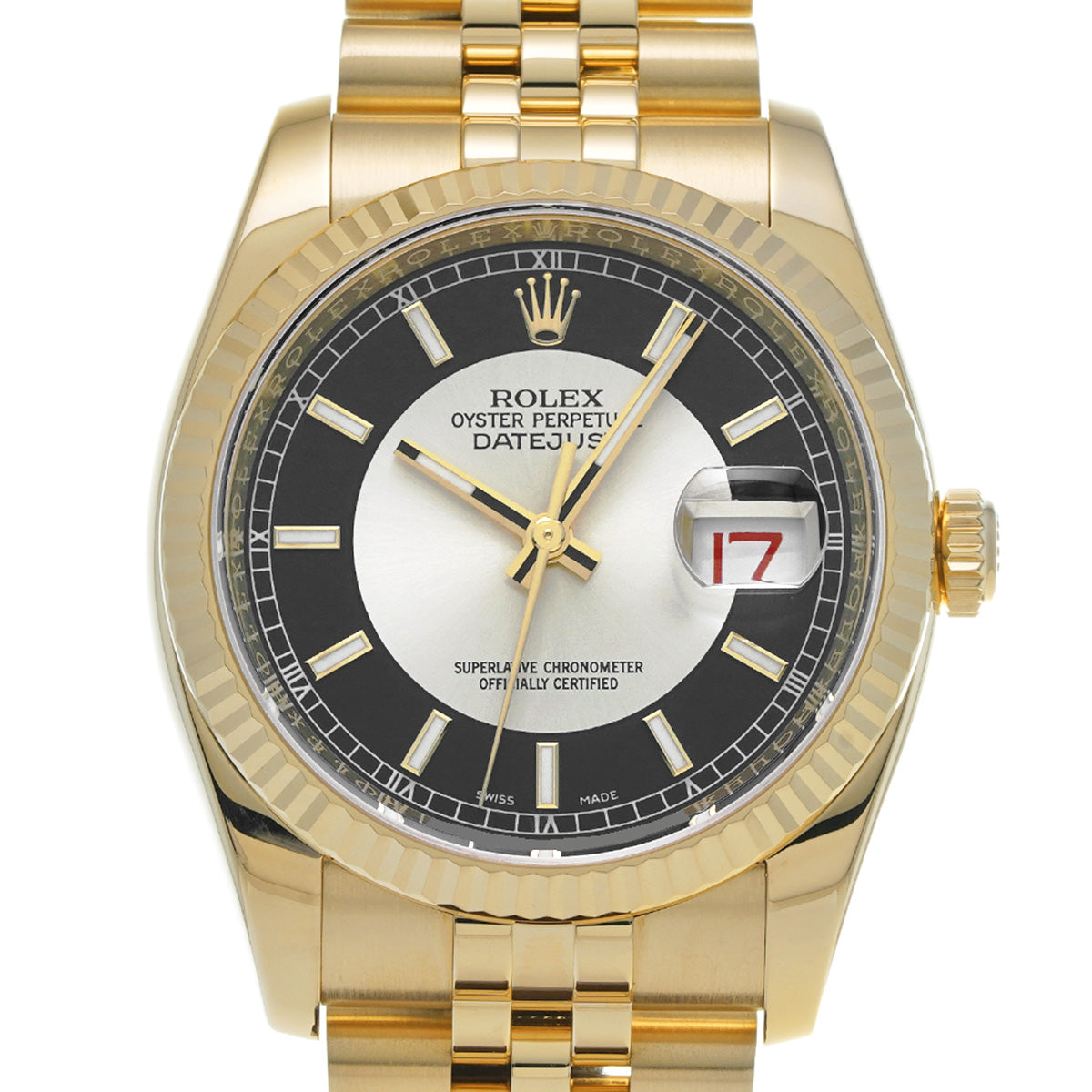 DATE JUST 116238 D (manufactured circa 2006) Silver/Black ROLEX Men's [Pre-Owned].