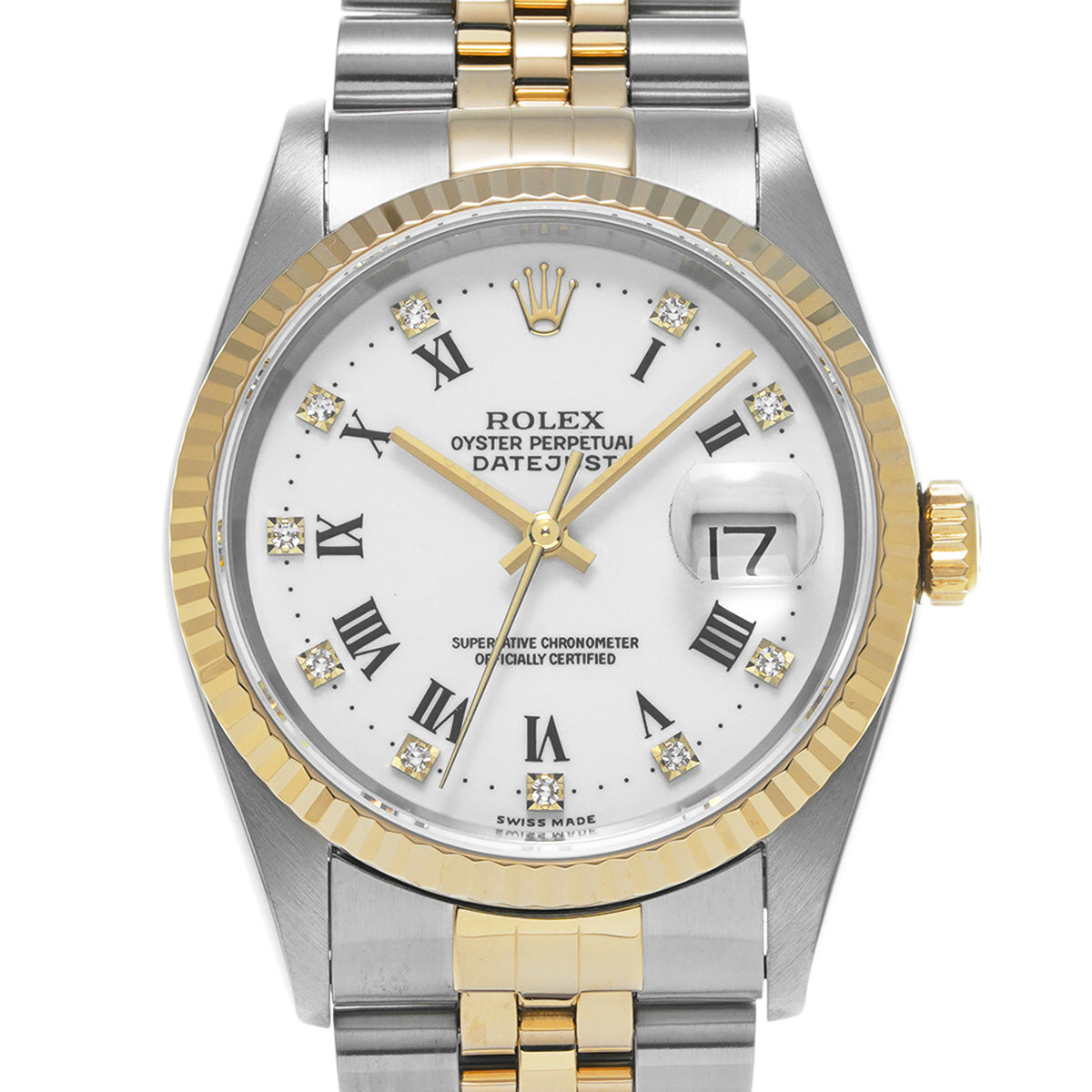 DATE JUST 16233G T (manufactured circa 1997) White/Diamond ROLEX Men's [Pre-Owned].