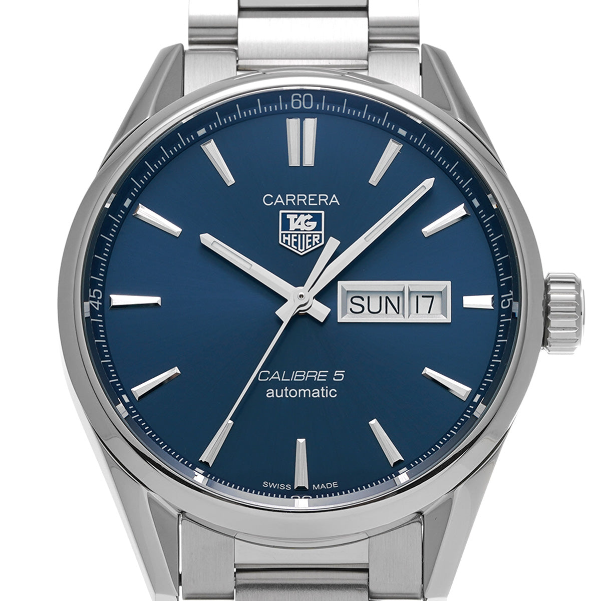 CARRERA Calibre 5 Day Date WAR201E.BA0723 Blue TAG HEUER Men's [Pre-Owned].