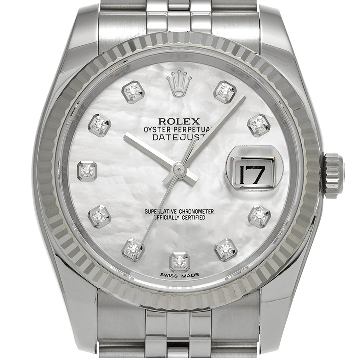 DATE JUST 116234NG Random Serial White MOP/Diamond ROLEX Men's [Pre-Owned].