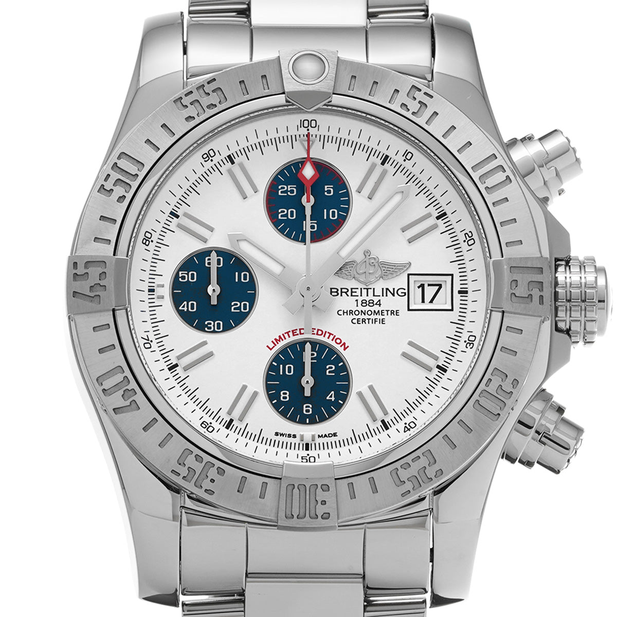 Avenger II A133813K/A760 White/Blue BREITLING Men's [Pre-Owned].
