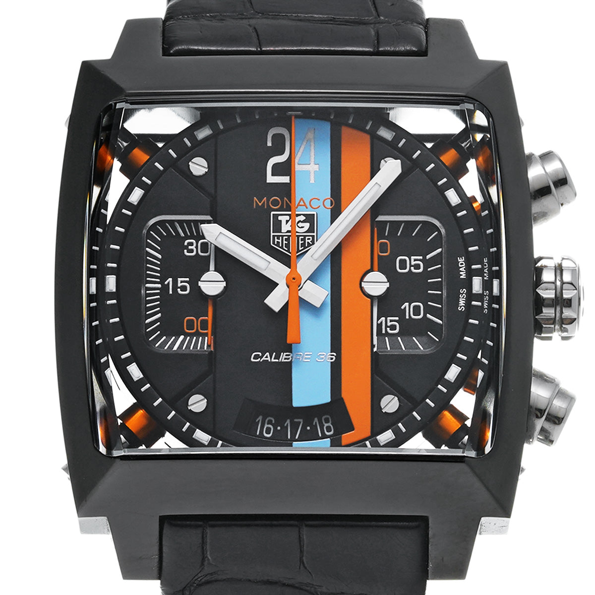 Monaco 24 Calibre 36 Chronograph Gulf CAL5110.FC6265 Black TAG HEUER Men's [Pre-Owned].