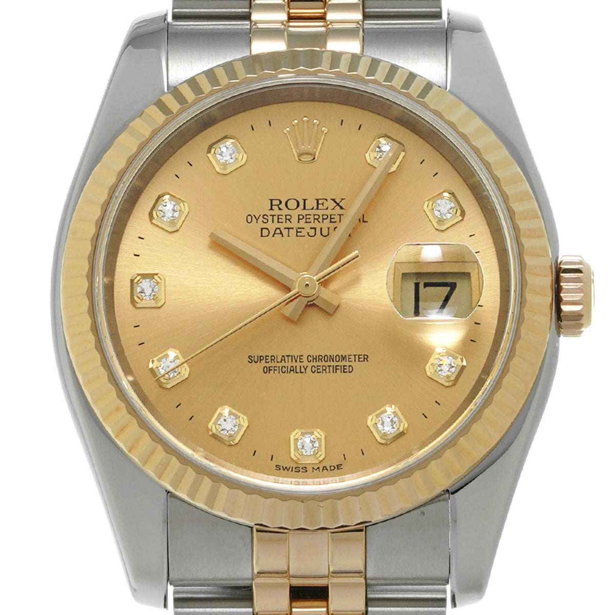 DATE JUST 116233G F (manufactured circa 2004) Champagne/Diamond ROLEX Men's [Pre-Owned].