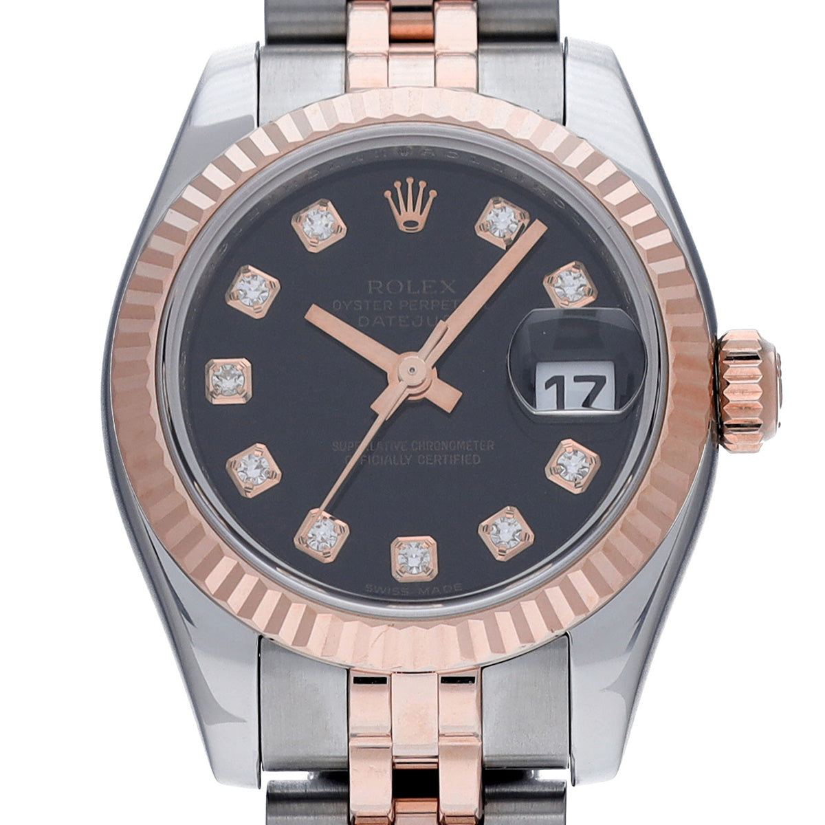 DATE JUST 179171G (manufactured circa 2005) Black/Diamond ROLEX Ladies [Pre-Owned].