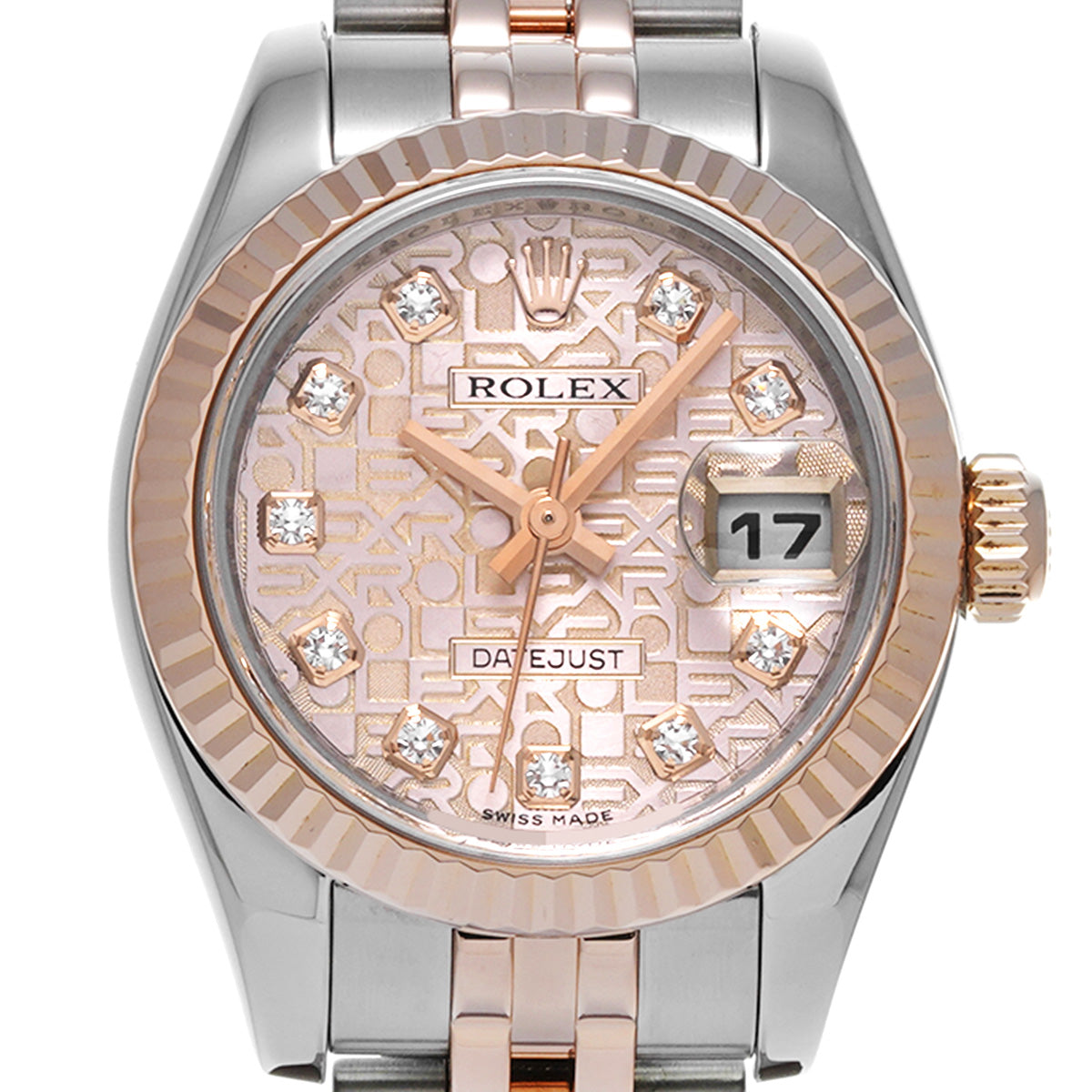 DATE JUST 179171G (manufactured circa 2005) Pink Computer/Diamond ROLEX Ladies [Pre-Owned].