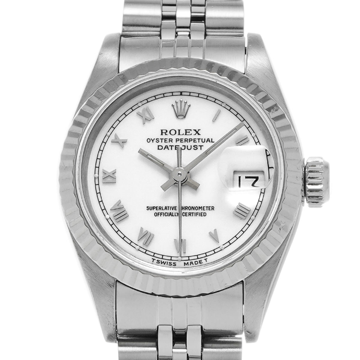 DATE JUST 69174 X (manufactured circa 1991) White ROLEX Ladies [Pre-Owned].