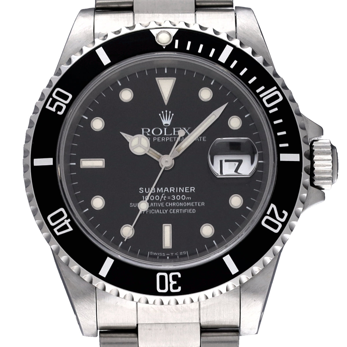 Submariner Date 16610 W (manufactured circa 1996) Black ROLEX Men's [Pre-Owned].