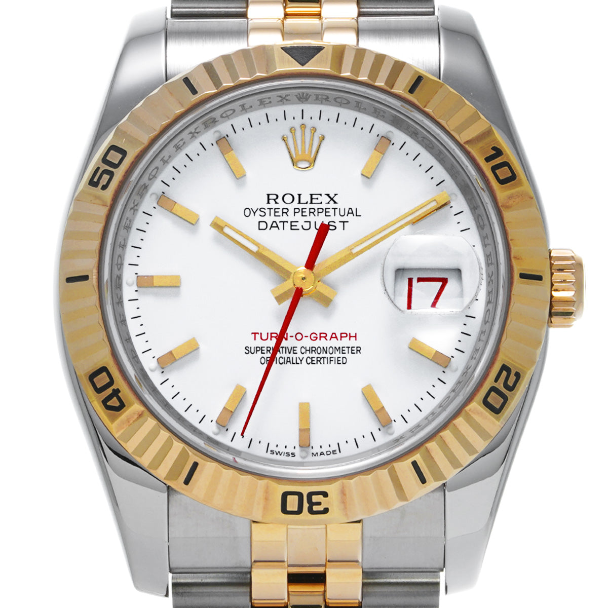 DATE JUST TURNOGRAPH 116263 F (manufactured circa 2003) White ROLEX Men's [Pre-Owned].