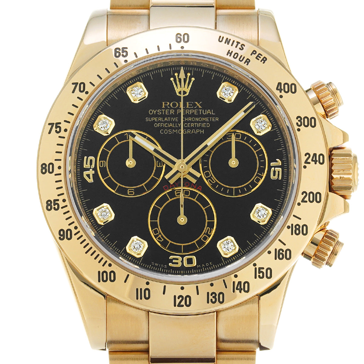 Cosmograph Daytona 116528G Random Serial Black/Diamond ROLEX Men's [Pre-Owned].