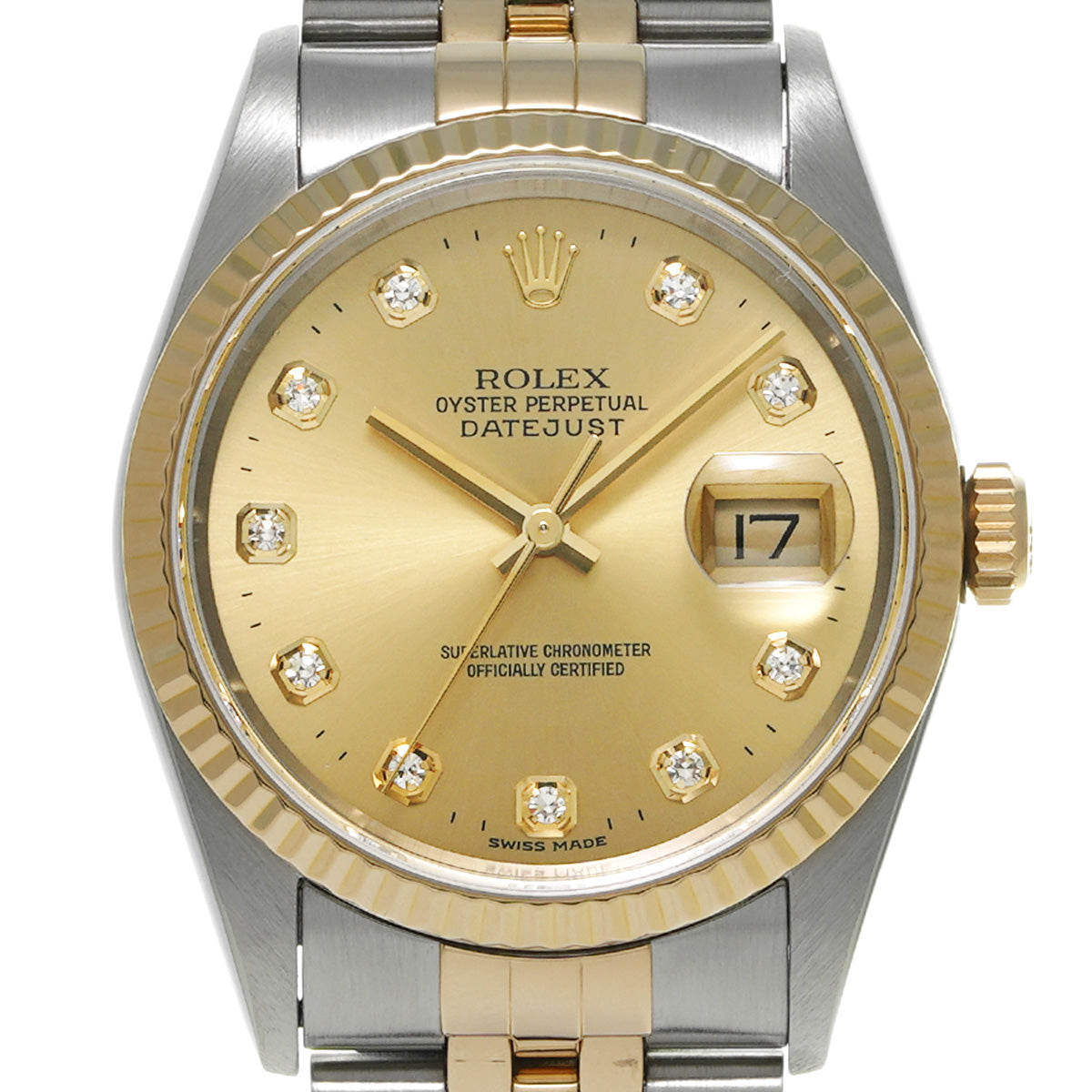 Datejust 16233G W (made around 1994) Champagne/Diamond ROLEX Men's [Pre-Owned].