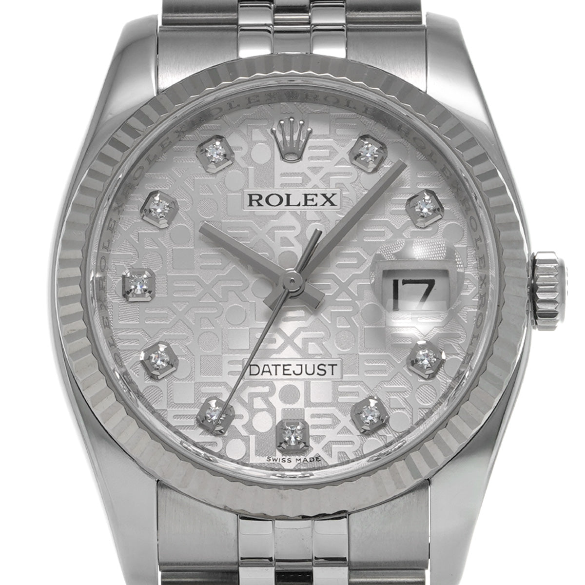 Datejust 116234G V (manufactured circa 2009) Silver Computer/Diamond ROLEX Men's [Pre-Owned].