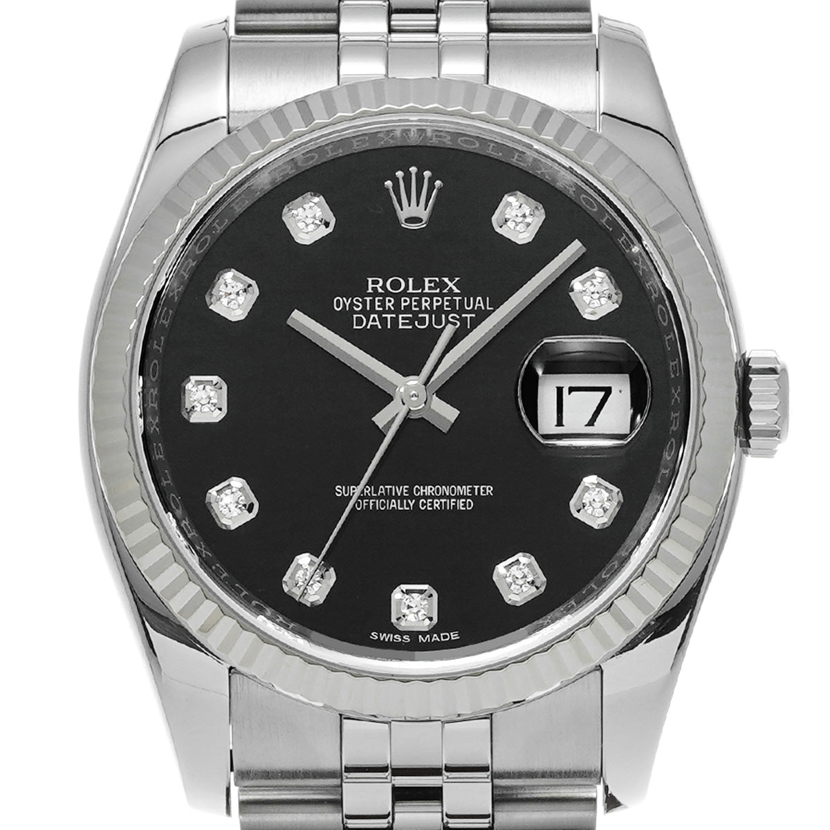 DATE JUST 116234G Random Serial Black/Diamond ROLEX Men's [Pre-Owned].